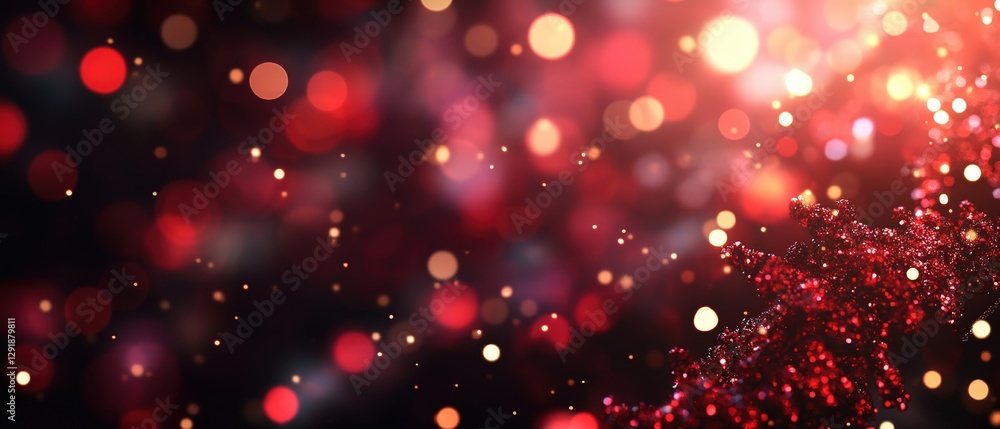 Poster red and black background with small circles and photo elements for graphic design projects