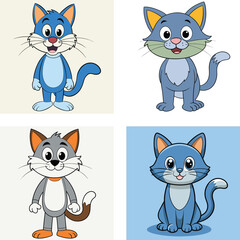 set of cats, Kawaii Cat Character Drawing – Vector Graphic