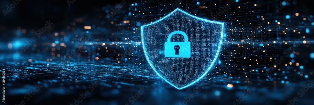 Aufkleber digital security shield design for advertising in a high-tech environment