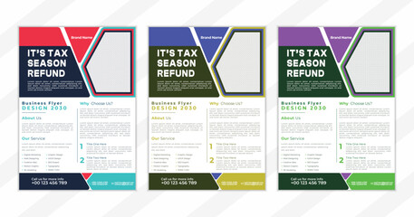 a bundle of 3 templates of different colors a4 flyer template. modern business flyer template, creative professional editable vector template design.