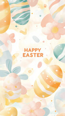 Easter celebration card featuring decorative eggs and flowers, ideal for background