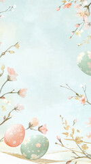 Easter celebration card featuring decorative eggs and flowers, ideal for background