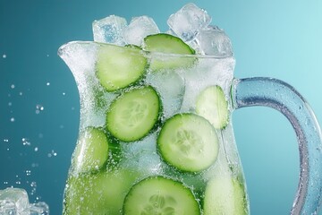 Refreshing Cucumber Water Pitcher With Ice
