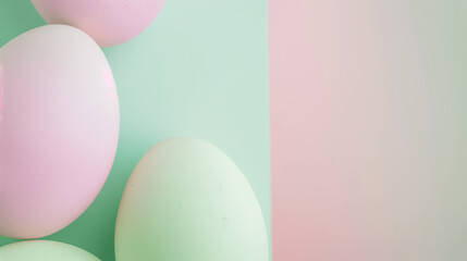 A minimalist Easter background with a smooth pastel gradient transitioning from soft pink to mint green. 2