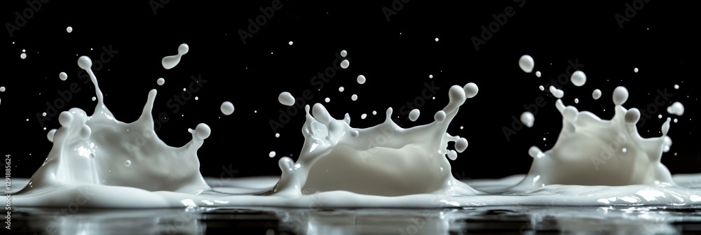 Aufkleber dynamic splashes of white liquid create striking visual effects on a dark background