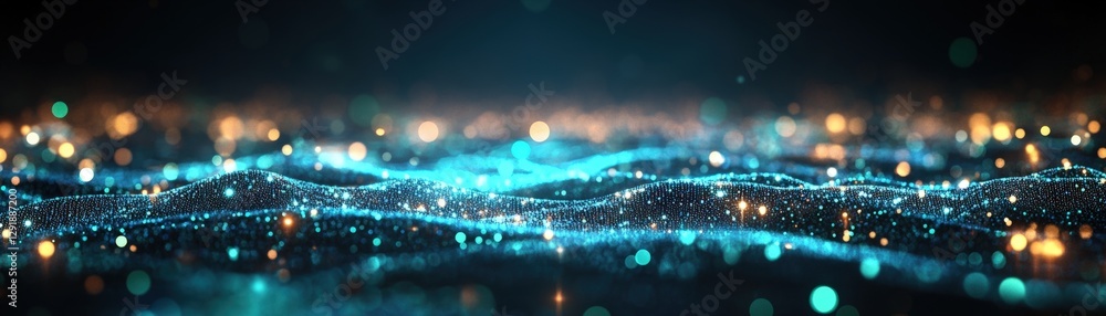 Aufkleber abstract technology background with glowing particles and dots creating a digital visual effect