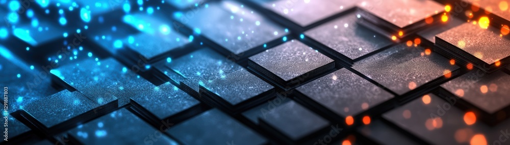 Poster abstract background design featuring glowing squares and soft light effects for digital projects