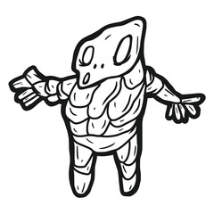 hand-drawn vector illustration of an alien made of cells