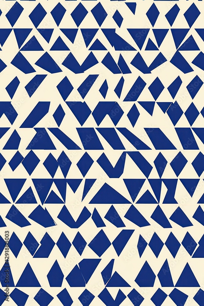 Aufkleber abstract geometric pattern with blue triangles on cream background. modern and minimalistic design. 