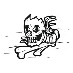 hand-drawn vector illustration of scattered skulls