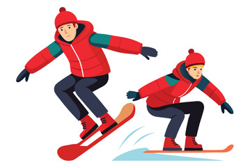Fototapeta premium Extreme Snowboarding: Action-Packed Vector Collection