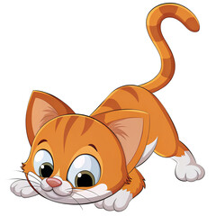 Playful Cartoon Cat Ready to Pounce