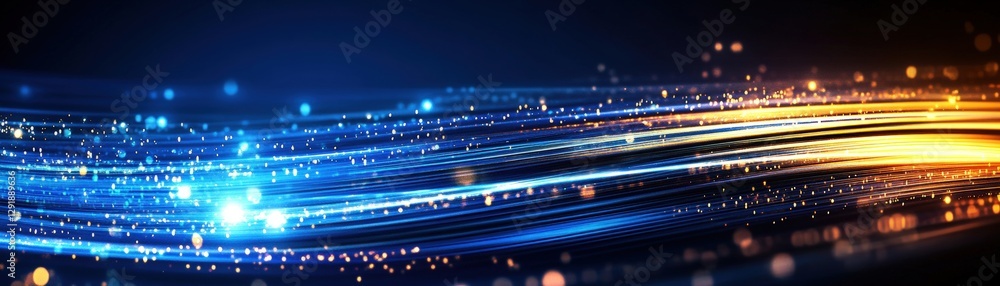 Aufkleber abstract blue and yellow lines with light effects creating dynamic motion and visual interest in des