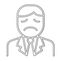 Unhappy man icon in line style