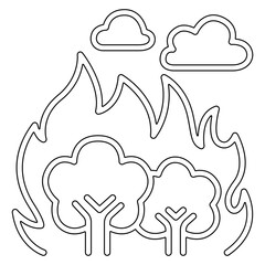 Wildfire, forest fire icon in line style