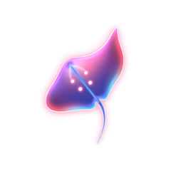 Obraz premium Manta ray holographic 3D icon. neon symbol vector illustration isolated on white background. Generative AI