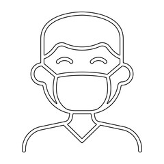 Wearing mask icon in line style