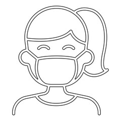 Wearing mask icon in line style