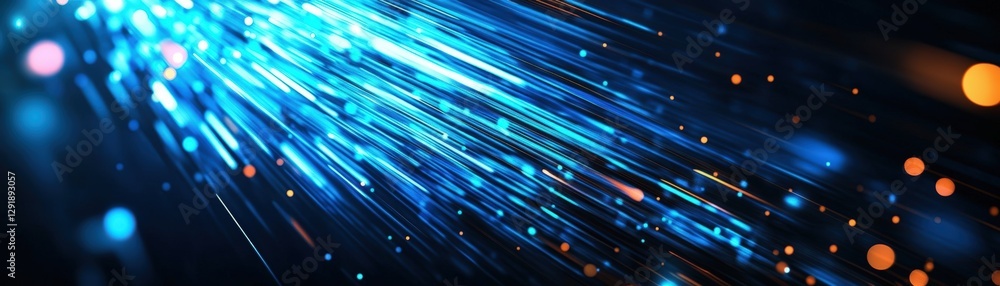 Poster abstract blue and orange lights background with flowing patterns and soft glow effects
