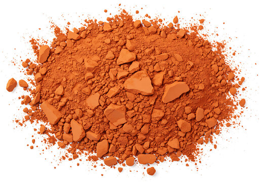 Crushed terracotta powder isolated on white.