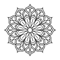 Simple mandala design for coloring book, relaxing and easy mandala art for tattoo design, vector mandala design