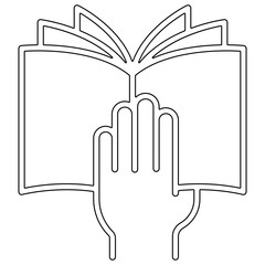 Reading book icon in line style