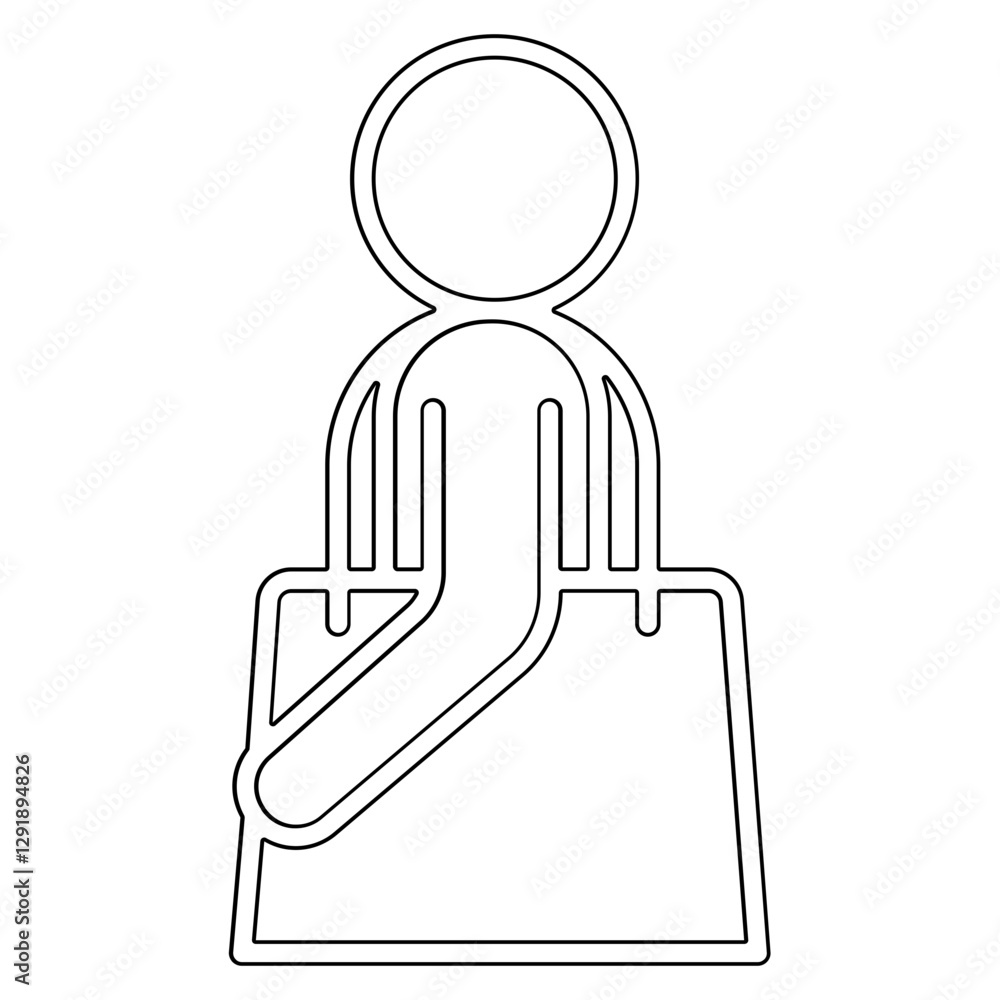 Poster use reusable bag icon in line style