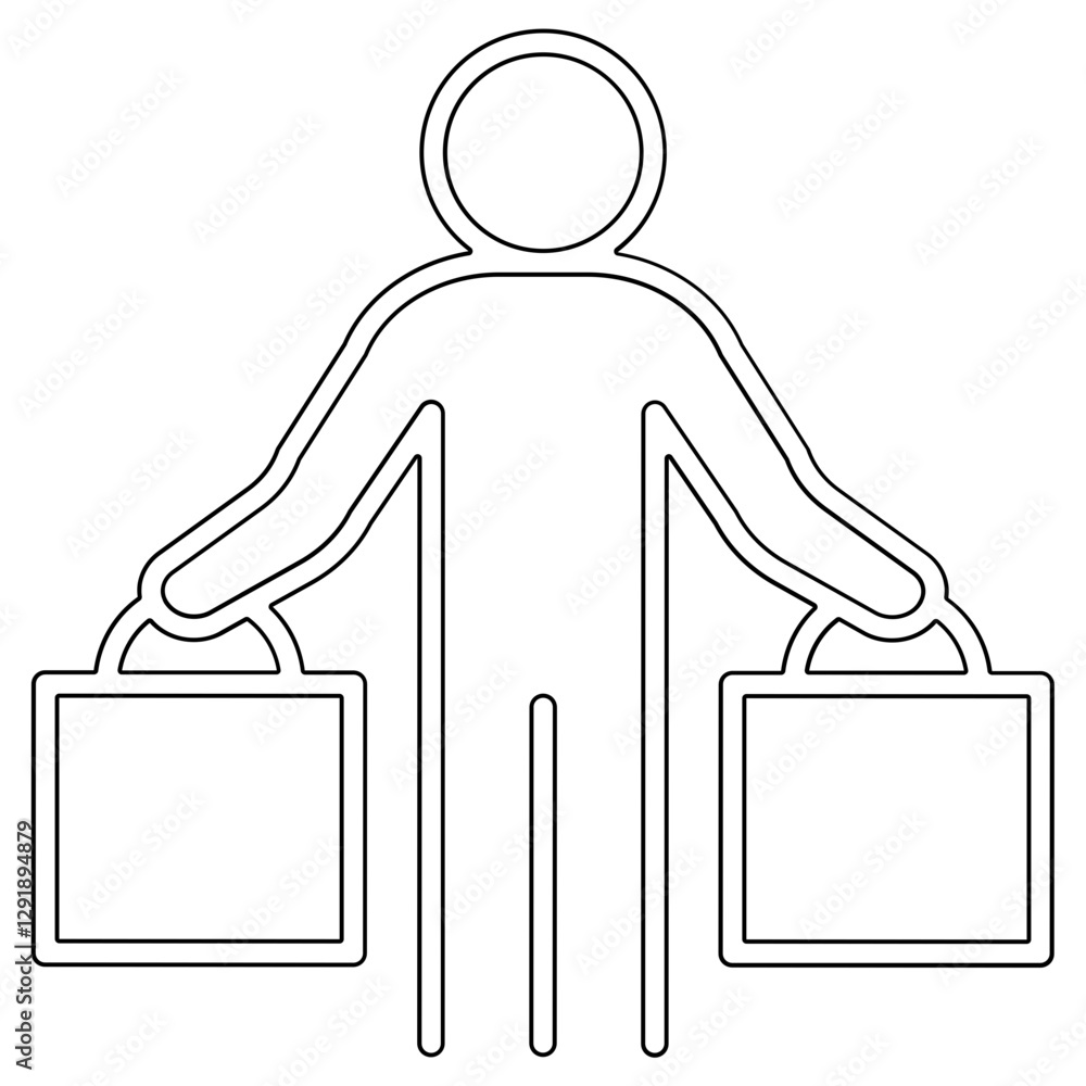 Poster use reusable bag icon in line style