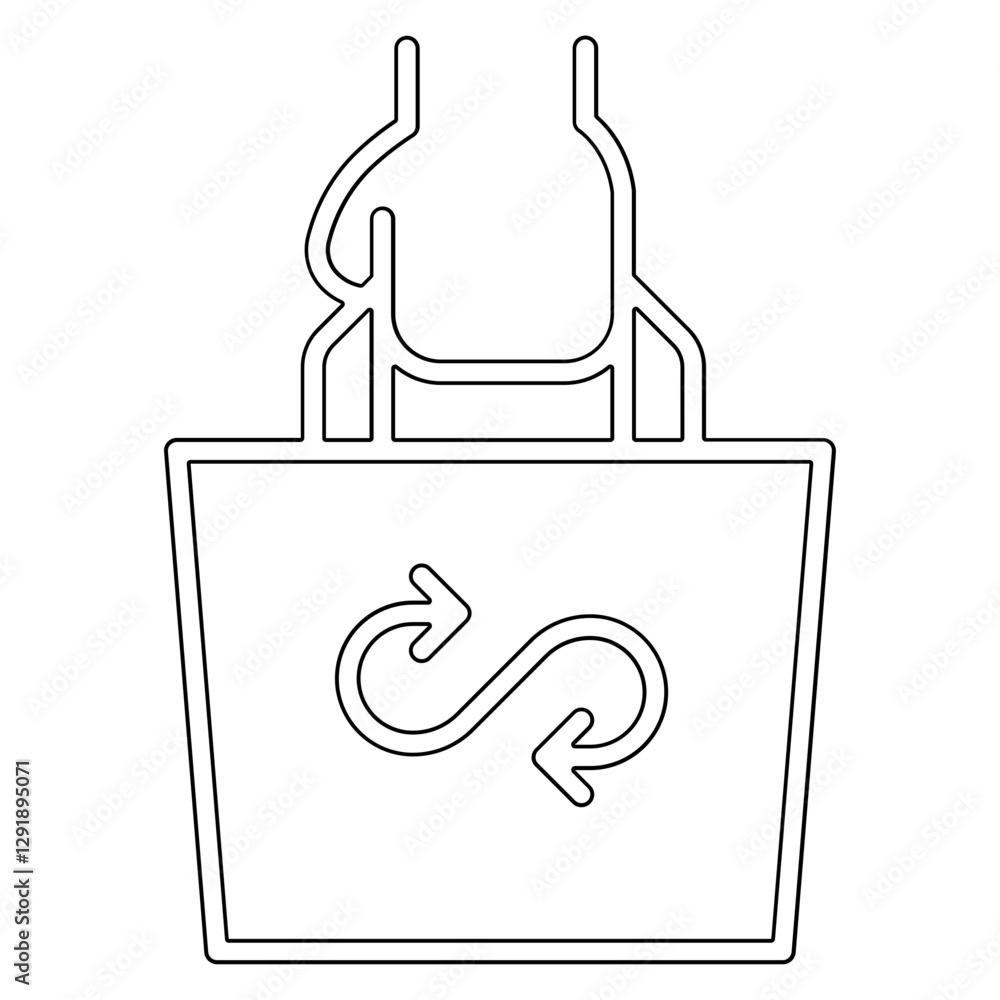 Poster Use reusable bag icon in line style