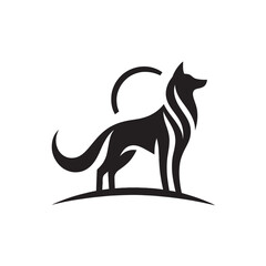 wolf silhouette vector line art logo design