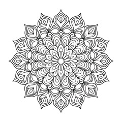 Simple mandala design for coloring book, relaxing and easy mandala art for tattoo design, vector mandala design