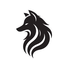 wolf silhouette vector line art logo design