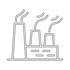 Air pollution from factory icon in line style