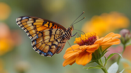 Fototapeta premium Colorful Butterfly on Orange Flower
