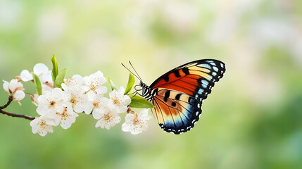 Obraz premium Colorful butterfly on spring blossoms