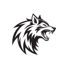 wolf silhouette vector line art logo design
