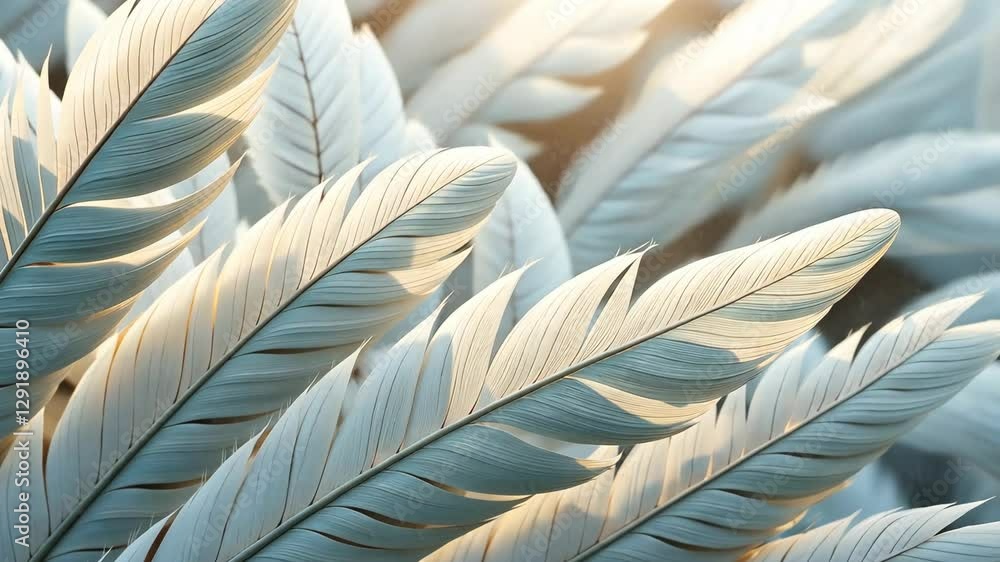 Poster a close up of white feathers. the feathers are white and have a feathery texture. they are arranged 