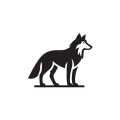 wolf silhouette vector line art logo design