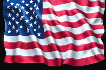 Fototapeta premium Waving US flag in vibrant colors on dark background showcasing patriotism