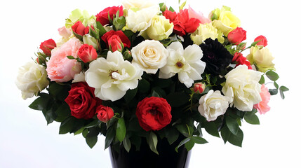 Colorful Rose Bouquet in Vase