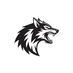 wolf silhouette vector line art logo design