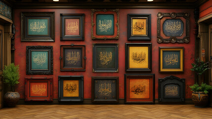 Islamic Calligraphy Gallery in a Luxurious Room