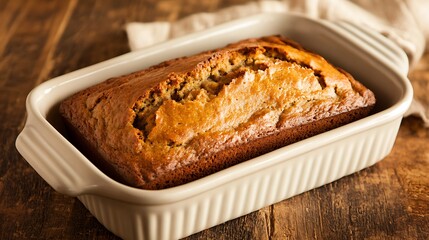 Freshly Baked Loaf Pan Bread on Wooden Table
