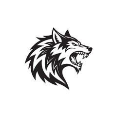 wolf silhouette vector line art logo design
