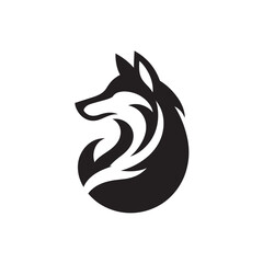 wolf silhouette vector line art logo design