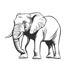 Obraz premium Majestic Elephant Line Art | Minimalist Wildlife PNG