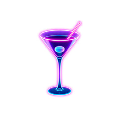 Martini glass holographic 3D icon. neon symbol vector illustration isolated on white background. Generative AI