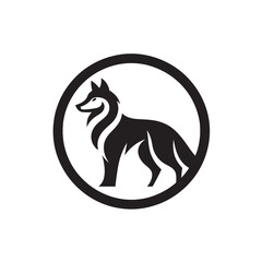 wolf silhouette vector line art logo design
