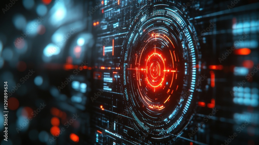 Poster futuristic hud targeting interface with blurred background