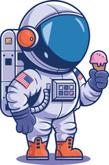 Obraz premium a Astronaut holding a ice cream sticker design stock photos